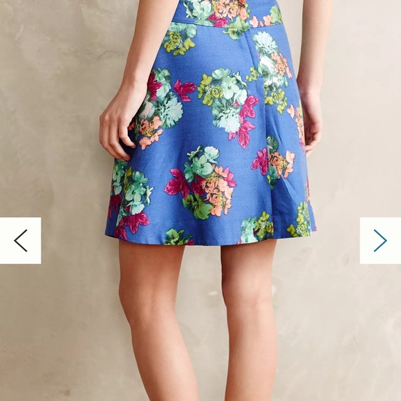 Maeve for Anthropologie Cotton and Silk Blend Blue Floral Skater Skirt - Size 8 - Picture 9 of 9